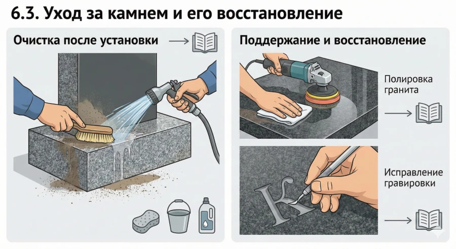 Ukhod za kamennym pamyatnikom i ego vosstanovlenie